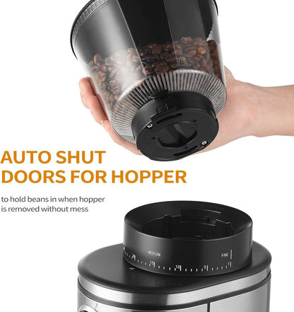 Burr Coffee Grinder, Electric Conical Coffee Bean Grinder With 30 Adjustable Grind Settings For 2-12 Cups, Sliver & Black