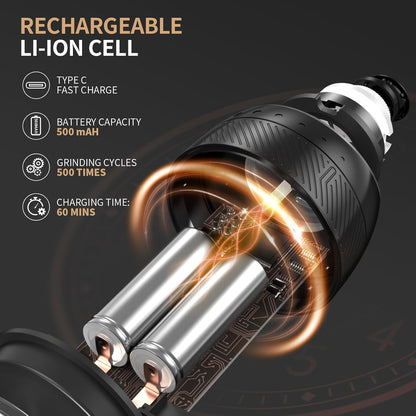 Gravity Electric Salt and Pepper Grinder Set, Automatic Salt and Pepper Mill Sets with LED Light, Type C Charging, Adjustable Coarseness, Large Capacity(2 Pack Black/White)