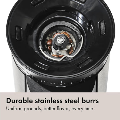 Conical Burr Coffee Grinder - Silver, Stainless Steel Burrs, One-Touch Automatic Smart Grind